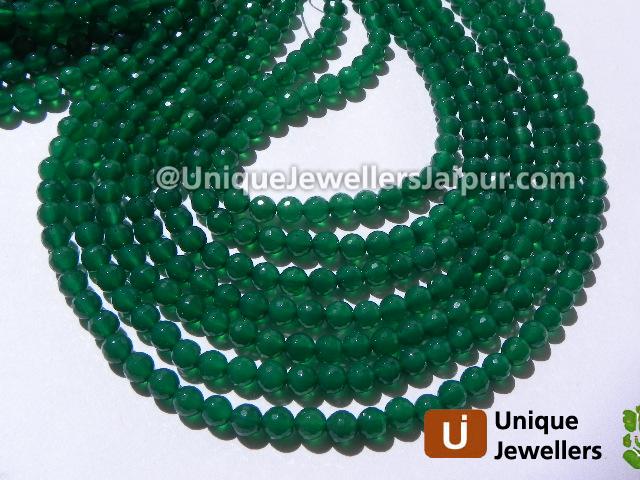 Green Onyx Faceted Round Beads